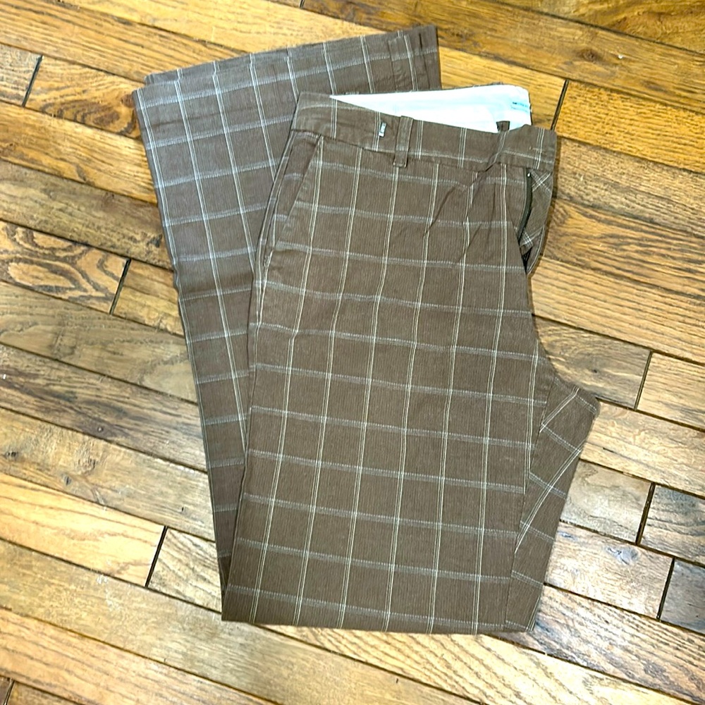 Gap Stretch Brown & White Checkered Trousers